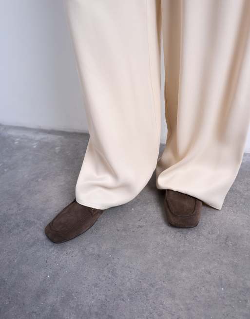 Topshop – Satinhose in Ecru mit Kordelzugbund und weitem Bein, 4 von 5