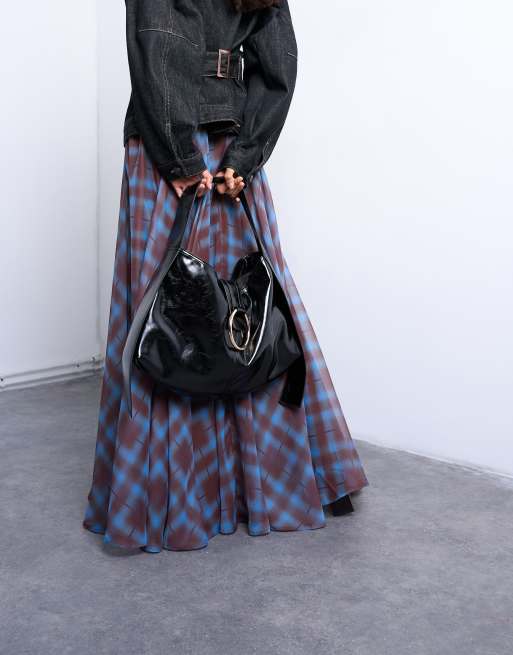 Topshop Saturn hardware shoulder bag in black