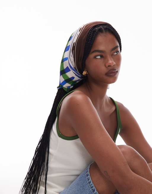 Topshop – Satynowa chusta na głowę w kratkę vichy, 3 z 3