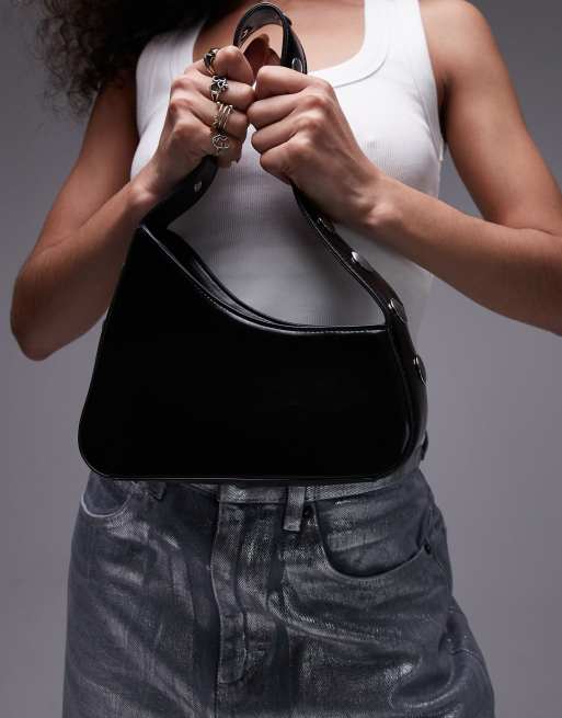 Topshop Saul studded asymmetric shoulder bag in black ASOS