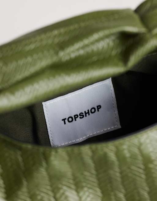 Topshop Savan kleine gewebte Schultertasche in Grün, 4 von 4