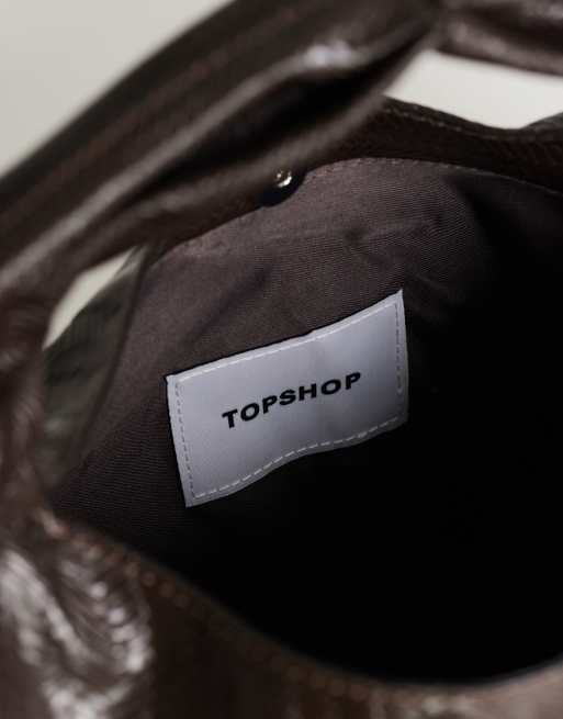 Topshop Savan mała tkana torebka na ramię w kolorze czekoladowym, 4 z 4