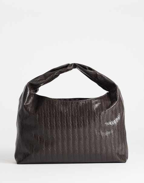 Topshop Savan woven mini shoulder bag in chocolate - view 1