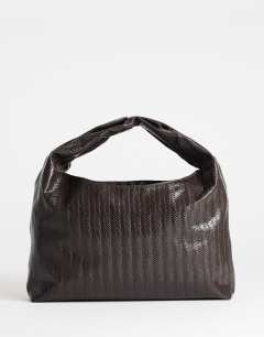 Savan woven small shoulder bag in chocolate