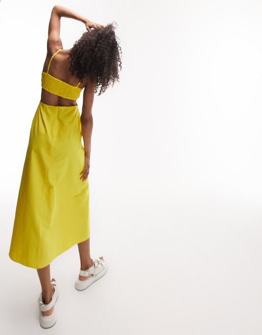 Topshop yellow 2024 midi dress