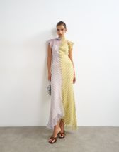 Topshop scarf detail chiffon maxi dress in purple and green stripe