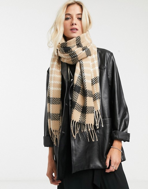 Topshop scarf in camel check
