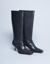 Topshop Scarlett Premium leather square toe knee high boot in grey