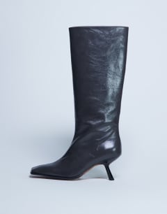 Scarlett Premium leather square toe knee high boot in grey