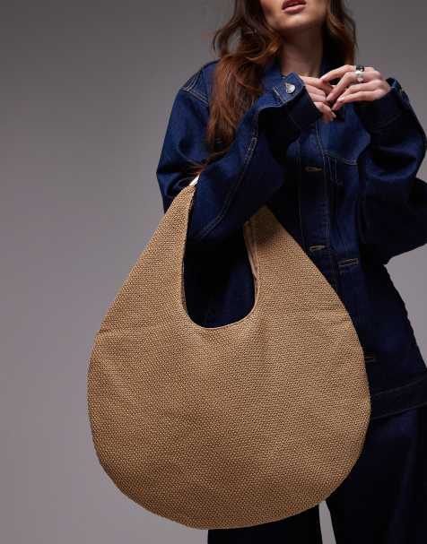 Topshop - Scarlett - Sac en paille avec poignée métallique - Naturel - view 1