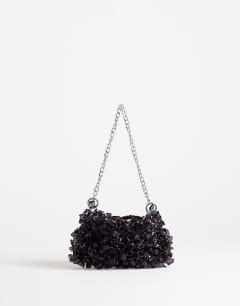 Scarlett small beaded shoulder bag in black