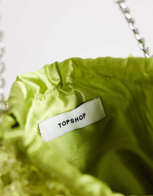 Topshop Scarlett small beaded shoulder bag in green, 4 of 4