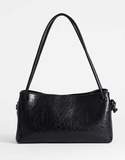 Topshop Schelby medium flat bowler bag in black - view 1