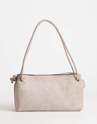 Topshop Schelby suedette medium flat bowler in taupe