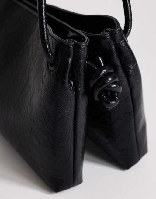 Topshop – Schelby – Svart, medelstor bowler-väska med platt botten, 3 av 4