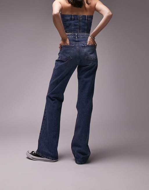 Topshop – Schlagjeans im 90er-Stil in Mittelblau mit mittelhohem Bund, 2 von 4