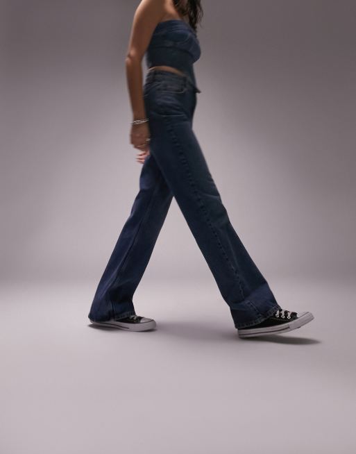 Topshop – Schlagjeans im 90er-Stil in Mittelblau mit mittelhohem Bund, 4 von 4