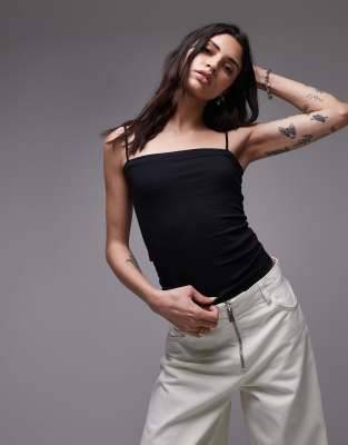 Topshop - Schlauchoberteil in Schwarz mit Spaghettiträgern