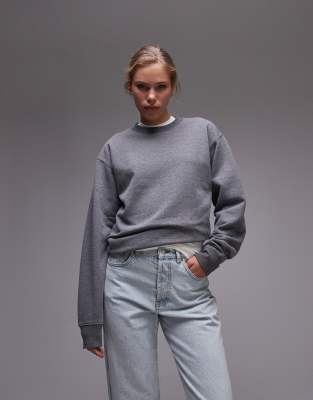 Topshop - Schmal geschnittenes Sweatshirt in meliertem Grau