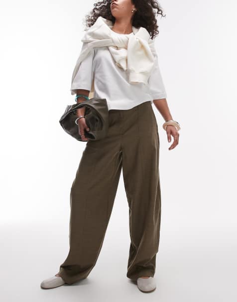 Topshop – Schmal zulaufende Ballon-Hose in Khaki mit gleichfarbigem, mittelhohem Taillenbund - view 1