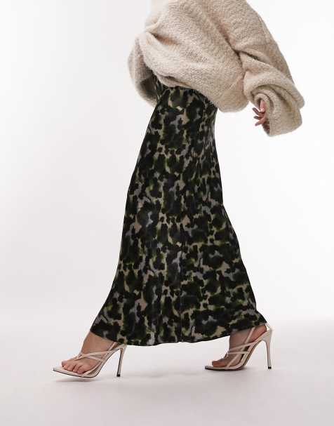 Topshop - Schuingesneden maxi rok met niet-dierenprint in multi - view 1