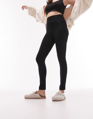 Topshop - Schwarze Leggings mit hoher Taille in Schwarz