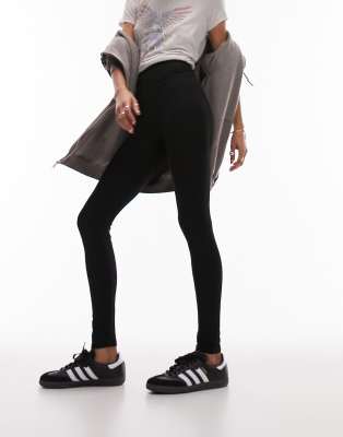 Topshop - Schwarze Leggings mit hoher Taille in Schwarz