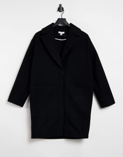 Topshop – Schwarzer Mantel in smartem Style