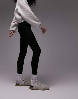 Thumbnail - Topshop - Schwere Leggings in Schwarz mit langem Schnitt und breitem Bund