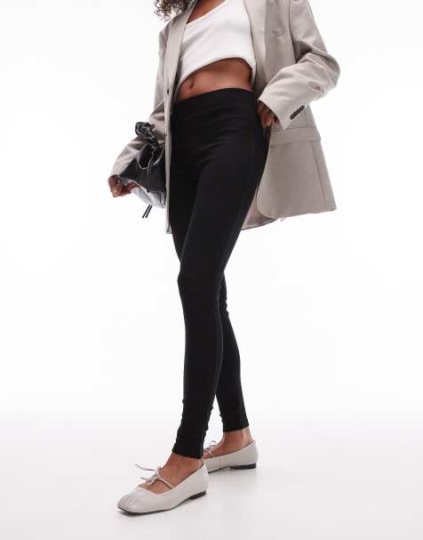 Topshop – Schwere Leggings in Schwarz mit langem Schnitt - view 1