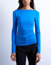 Topshop scoop back slinky top in cobalt blue