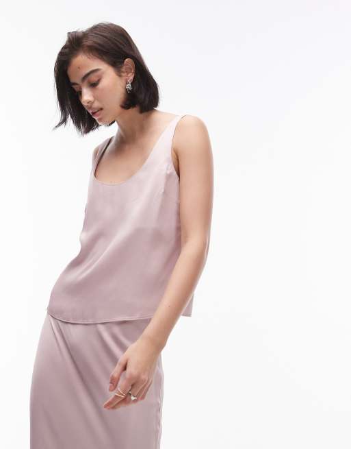 Topshop scoop neck cami in rose (part of a set)