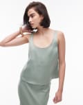 [Topshop] Topshop scoop neck cami in summer khaki (part of a set)-Green 16 Khaki