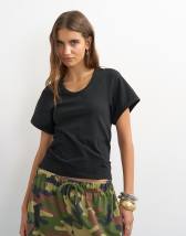 Topshop scoop neck sculpted t-shirt in black