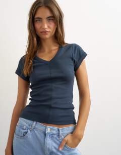 Scoop v baby tee in navy
