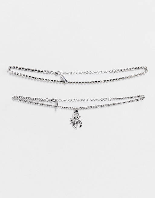 Topshop scorpion pendant choker necklace in silver