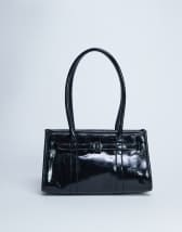 Topshop Scottie shoulder bowler bag in black