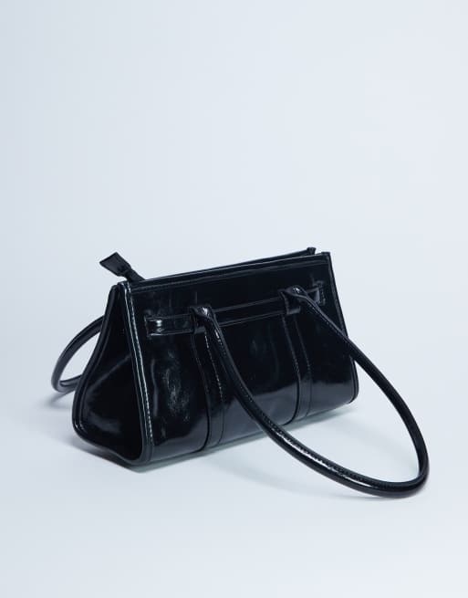 Topshop Scottie shoulder bowler bag in black