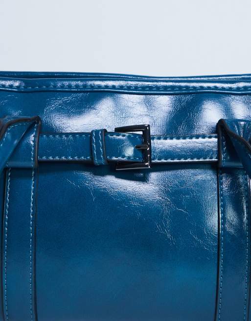 Topshop Scottie shoulder bowler bag in teal