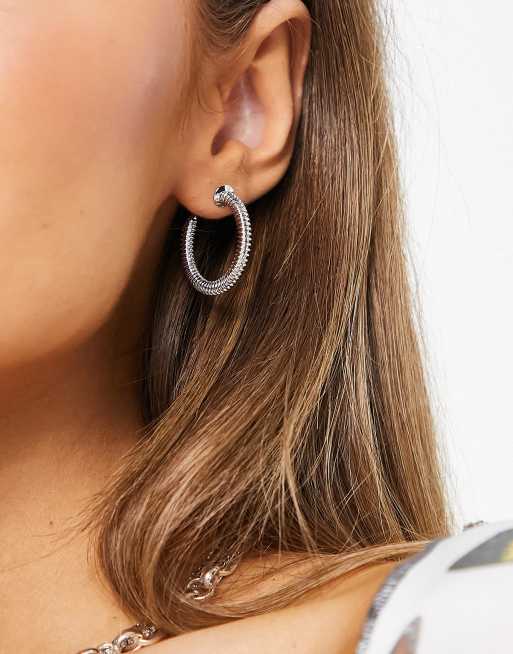 Topshop screw hoop earrings in silver