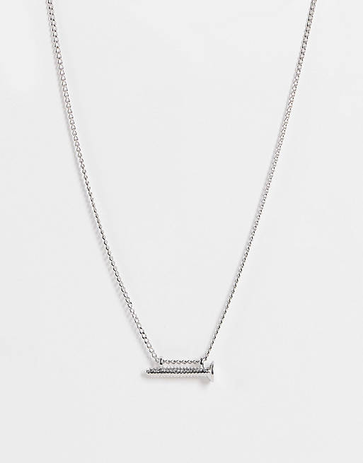 Topshop screw pendant necklace in silver