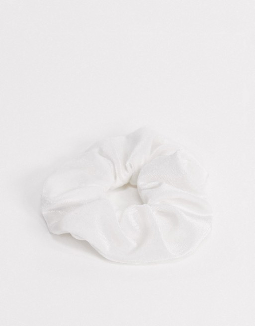 Topshop hair scrunchie in white velvet