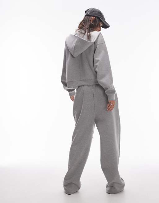 Topshop scuba co ord wide leg jogger in grey