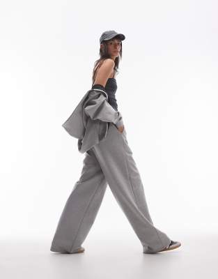 Topshop Scuba Wide Leg Sweatpants In Gray - Part Of A Set