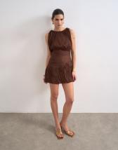 Topshop sculptural drape mini dress in chocolate
