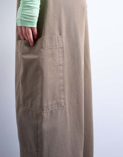Topshop seam detail barrel leg pants in mushroom, 5 of 5