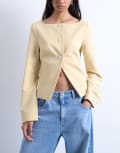 [Topshop] Topshop seam detail blazer top in buttermilk-Yellow 16 Buttermilk