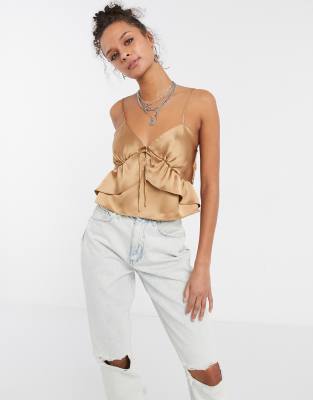 Topshop seam detail satin cami top in 