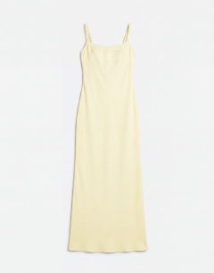 Model wearing Seam detail strappy satin maxi dress in yellow