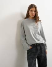 Topshop seamed detail long sleeve skater top in grey marl